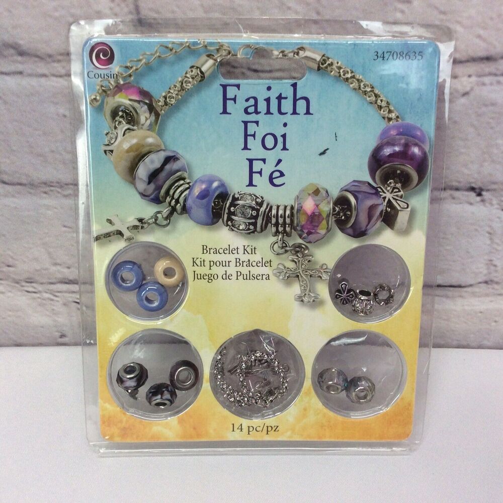 🙏Cousin Faith Charm & Bead Bracelet Kit (14 pieces) Believe Hope Joy Peace Love